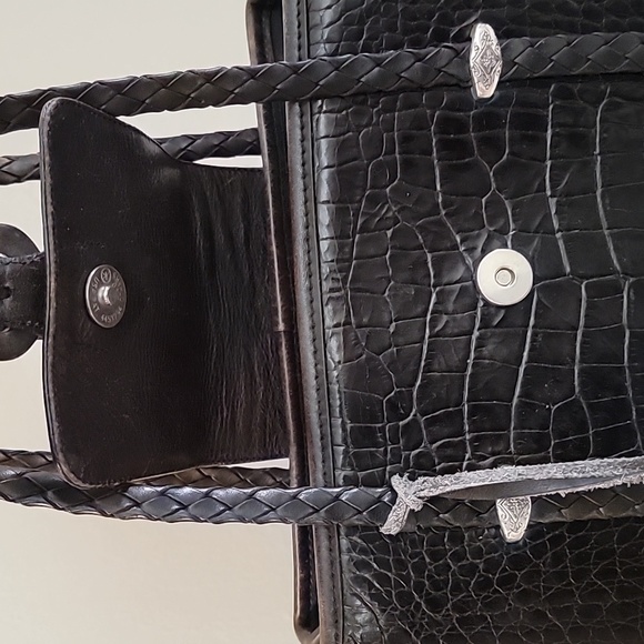 Brighton Brown Croc Leather Shoulder Bag - Picture 7 of 15